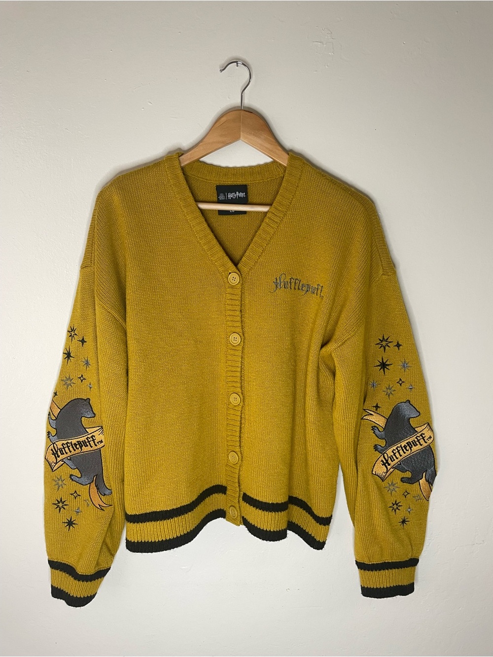 Harry Potter Mustard Yellow V-Neck Cardigan Sweater